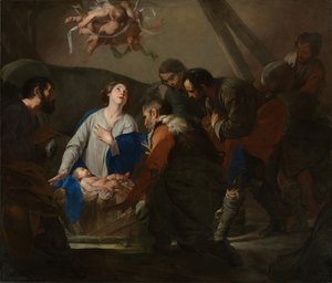 Tilbedelse av hyrdene av Bernardo Cavallino