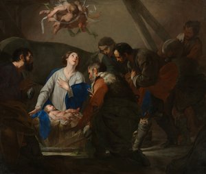 Tilbedelse av hyrdene, ca. 1650 av Bernardo Cavallino