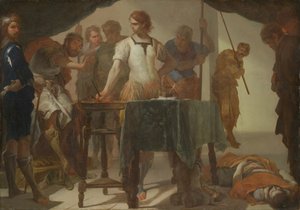 Mucius Scaevola konfronterer kong Porsenna av Bernardo Cavallino