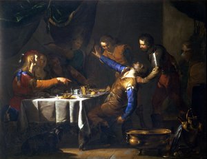 Mordet på Amnon av broren Absalom (olje på lerret)
