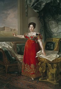 Marie Isabelle de Braganza, Infanta av Portugal, dronningkonsort av Spania - Maria Isabel av Portugal (1797-1818), foran Prado-museet, av Lopez Piquer, Bernardo (1801-1874). olje på lerret av Bernardo Lopez y Piquer