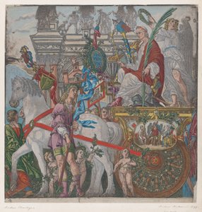 Ark 9: Julius Caesar i sin hestetrukne vogn, fra The Triumph of Julius Caesar, 1599.