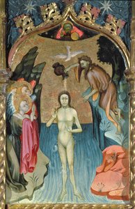 Altertavle som viser Jesu dåp av St. Johannes døperen fra kirken Cabrera