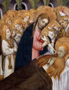 Mary Magdalenes død, detalj fra altertavlen til St Mary Magdalene (1437-1452), av Bernat Martorell (ca 1400-1452), malt på tre. katalansk gotisk kunst.
