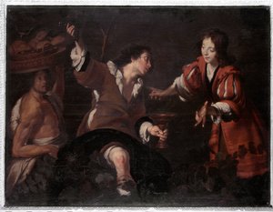 Joseph tolker drømmene (olje på lerret av Bernardo Strozzi