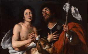 Saints Roch og Sebastian. av Bernardo Strozzi