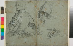Studie av ung mann i rustning av Bernardo Strozzi