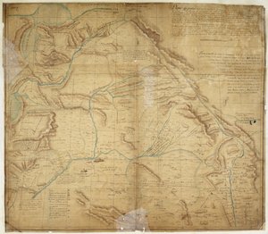 Kart over den største delen av New Mexico, og en del av Upper California av Bernardo de Miera y Pacheco