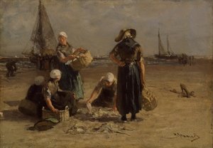 Fishwives on the Beach (olje på lerret)