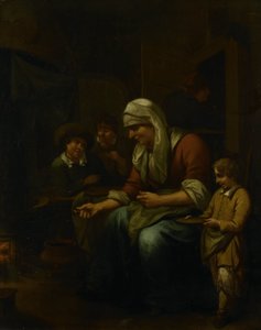 Kvinne lager pannekaker av Bernardus van Schijndel