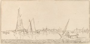 Elv med by, 1775. av Bernhard Schreuder