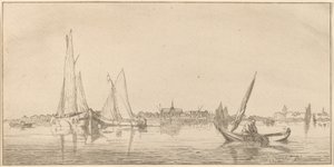 Elv med by, 1775. av Bernhard Schreuder