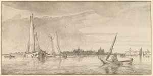 Elv med by, 1775. av Bernhard Schreuder