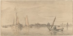 Elv med by, 1775. av Bernhard Schreuder