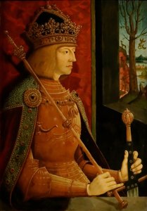 Keiser Maximilian I 1459-1519, med krone, septer og sverd, ca. 1500