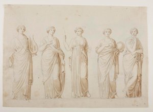 Musene Terpsikhore, Erato, Kleio, Urania og Polyhymnia av Bertel Thorvaldsen