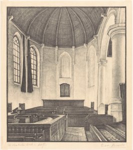 Waalsche Kerk i Delft (original tittel på objekt) av Bertha van Hasselt (signed by artist)