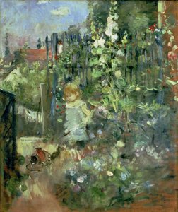 Barn i hollyhocks, 1881