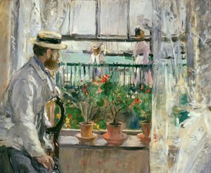 Eugene Manet (1834-92) på Isle of Wight (olje på lerret) av Berthe Morisot