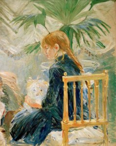 Jente med hund (andre fragment) av Berthe Morisot