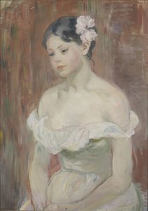 Jente med dekolletage Blomsten i håret av Berthe Morisot