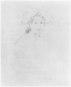 Hodet til en kvinne (Verso) (se 383972 Recto) 1893 av Berthe Morisot