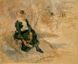 Ung kvinne overleverer skøyten sin av Berthe Morisot