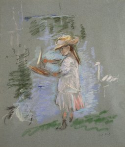 Julie i rosa ved innsjøen av Berthe Morisot