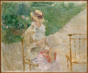 Ung kvinne strikker. Ca. 1883 av Berthe Morisot
