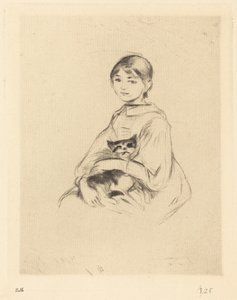 Liten jente med katt av Berthe Morisot