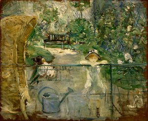 Små jenter i hagen eller kurvstolen, 1885 av Berthe Morisot