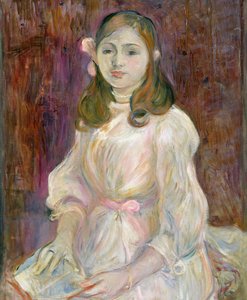 Portrett av Julie Manet (1878-1966) Holder en bok, 1889 av Berthe Morisot
