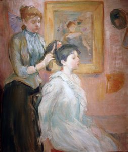 The Coiffure (olje på lerret) av Berthe Morisot