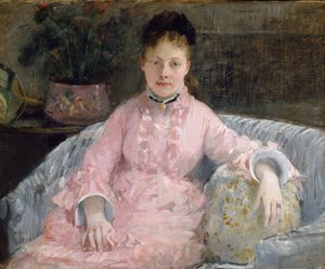 Den rosa kjolen, ca. 1870 (olje på lerret) av Berthe Morisot