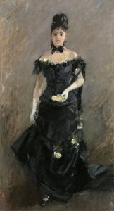 Kvinne i svart eller før teatret, 1875 av Berthe Morisot