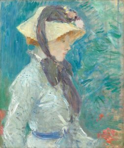 Ung kvinne med stråhatt av Berthe Morisot