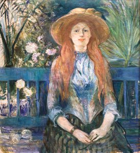 Ung jente i en park, 1888 (olje på lerret) av Berthe Morisot
