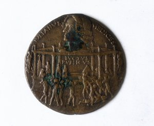 Medalje som viser Pazzi-konspirasjonen. Giuliano de 