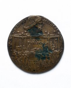 Medalje som viser Pazzi-konspirasjonen. Lorenzo de 'Medici: recto