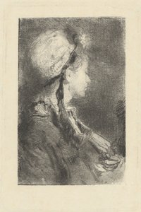 Kunstnerens kone i profil mot høyre, ca. 1880. av Bianchi Mose