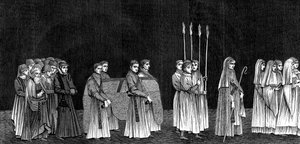 Rektor ved universitetet og en prosesjon av munker fra Saint-Victors Abbey, 1400-tallet 1849. av Bisson and Cottard