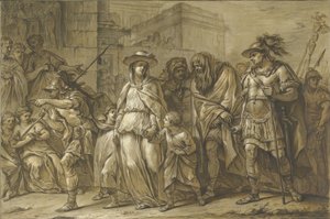 Julius Sabinus og Epponina med sine to barn tatt til fange gjennom Roma av Blaise Nicolas Lesueur