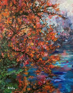 Autumn River, ca. 2021 (akryl på lerret) av Blake Munch