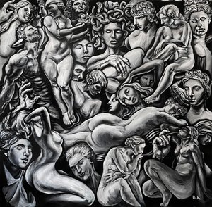 Dionysos-krønikene nummer 6, ca. 2021 (akryl på lerret) av Blake Munch
