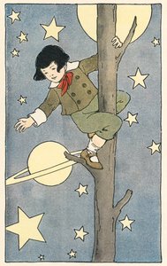 Gutt som klatrer i et tre blant stjernene og planetene av Blanche Fisher Wright