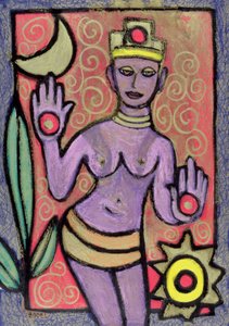 Goddess, 2002 (olje, pastell og indisk blekk på papir)