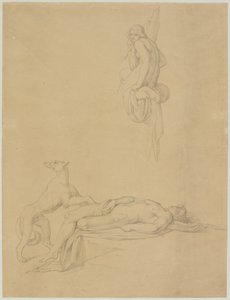 Aktstudier i Ovids "Narcissus and Echo" av Bonaventura Genelli