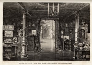 Arbeidsskapet til erkehertugen av Østerrike Maximilian (1832-1867), på slottet Miramar, som han lot bygge i nærheten av Trieste, fra 1857, da han ble utropt til visekonge av kongeriket Lombardia og Veneto, gravert av B.Bonnafoux illustra av Bonnafoux Bonnafoux