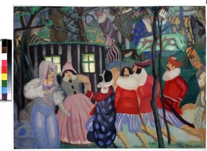 The Conquerors (The Conquerors). Verk av Boris Dmitrievich Grigoriev (1886-1939), gouache på papp av Boris Dmitrievich Grigoriev