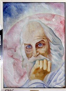 Portrett av den amerikanske forfatteren Walt Whitman (1819-1892) (Portrett av den amerikanske forfatteren W. Whitman). Maleri av Boris Dmitryevich Grigoriev (1886-1939), olje på lerret av Boris Dmitrievich Grigoriev
